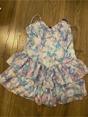 wild fable Pastel Floral Mini Dress in Light Blue, Pink and Purple